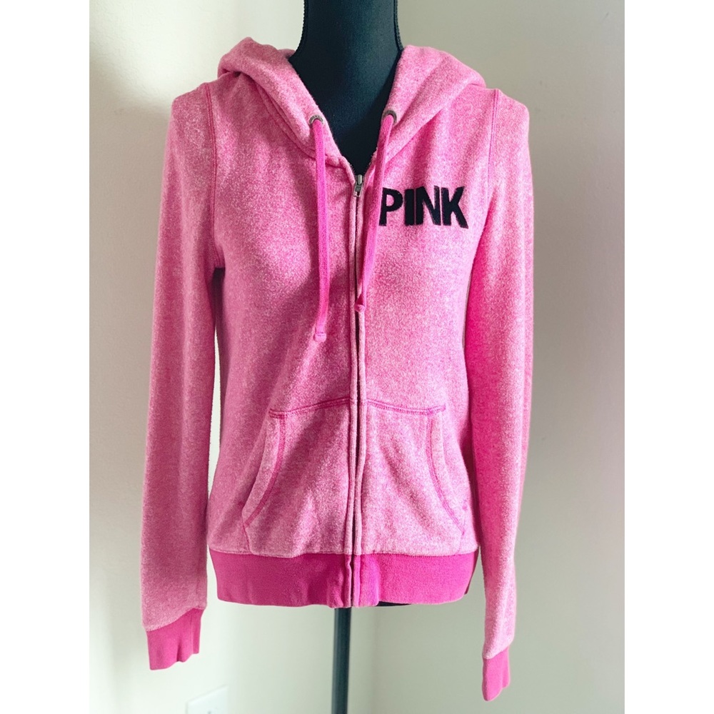 PINK! Hoodie with felt design on the back. Medium